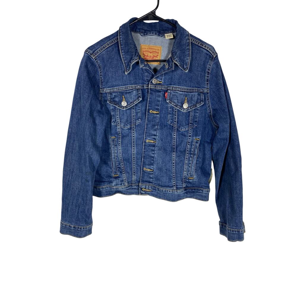 Women's Levi Denim Jacket Size XL, Cropped, Stretch Fabric